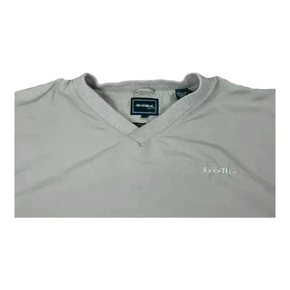 BOLLE Golf Windbreaker Pullover Mens LARGE Beige Khaki Waterproof Nylon V Neck - Picture 11 of 14